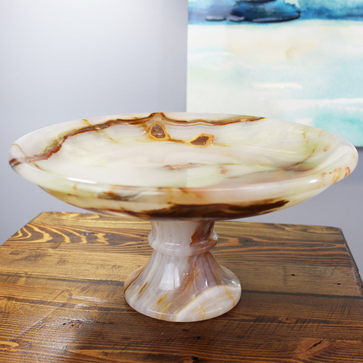 Natural Geo Multicolored Onyx Cake Stand Natural Geo Home Furnishings