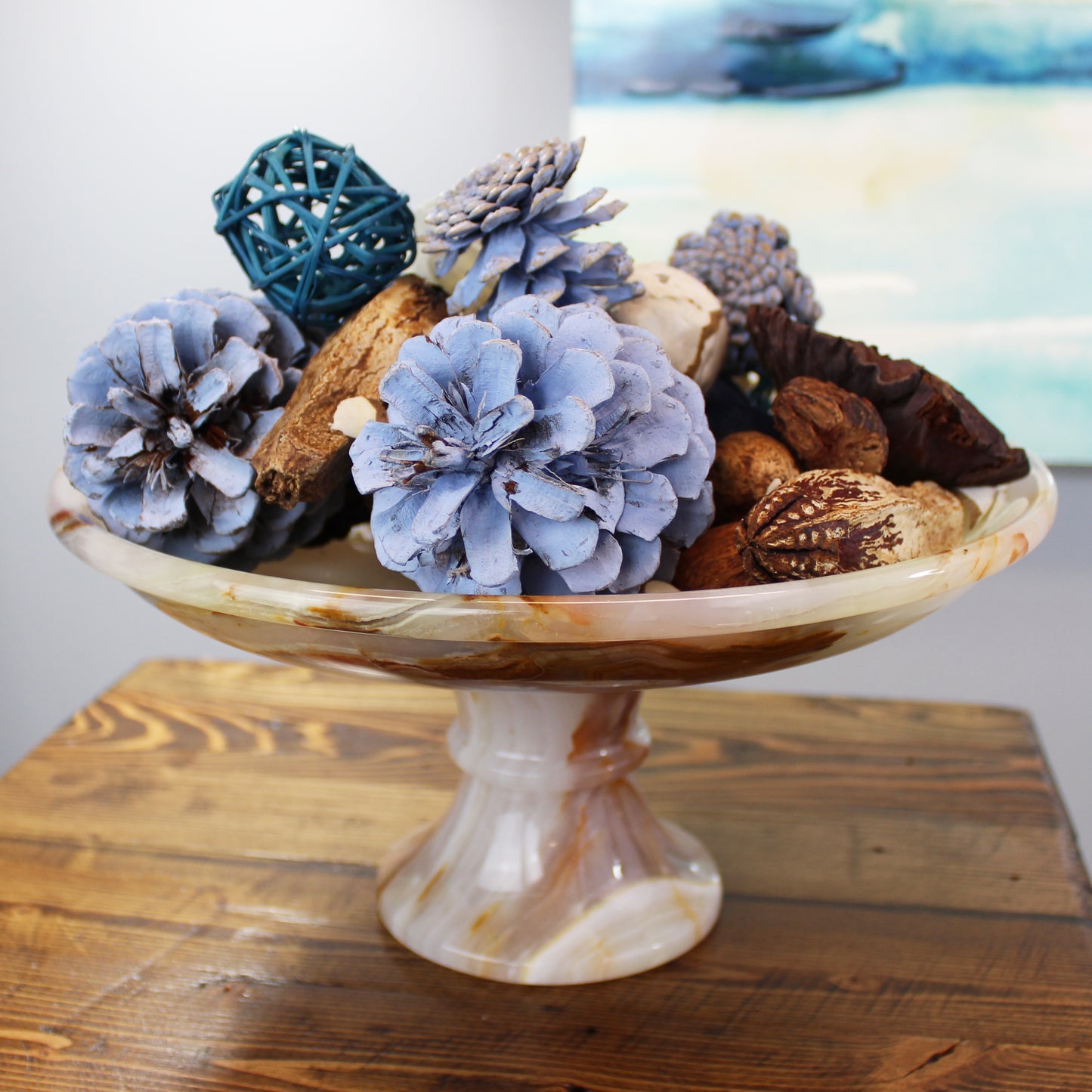 Natural Geo Multicolored Onyx Cake Stand