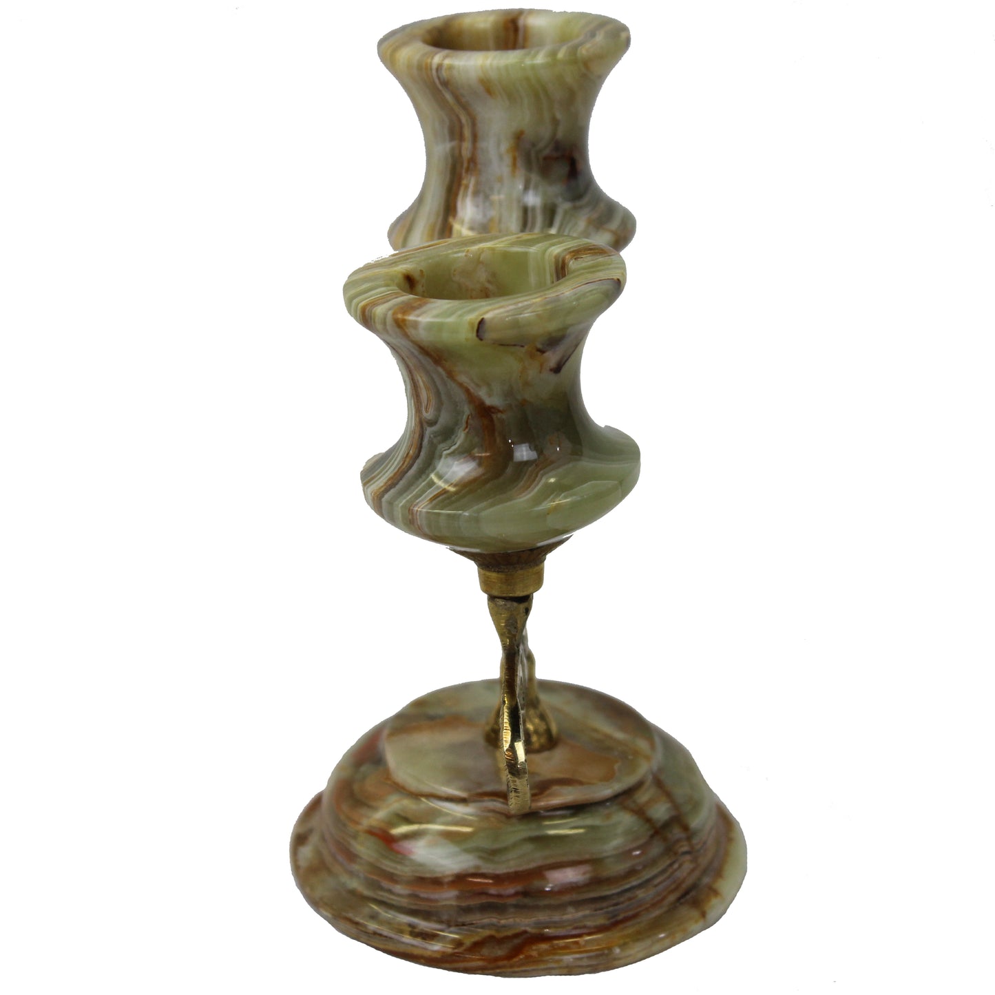 Natural Geo Multicolored Handcrafted 5" Onyx Double Candle Holder