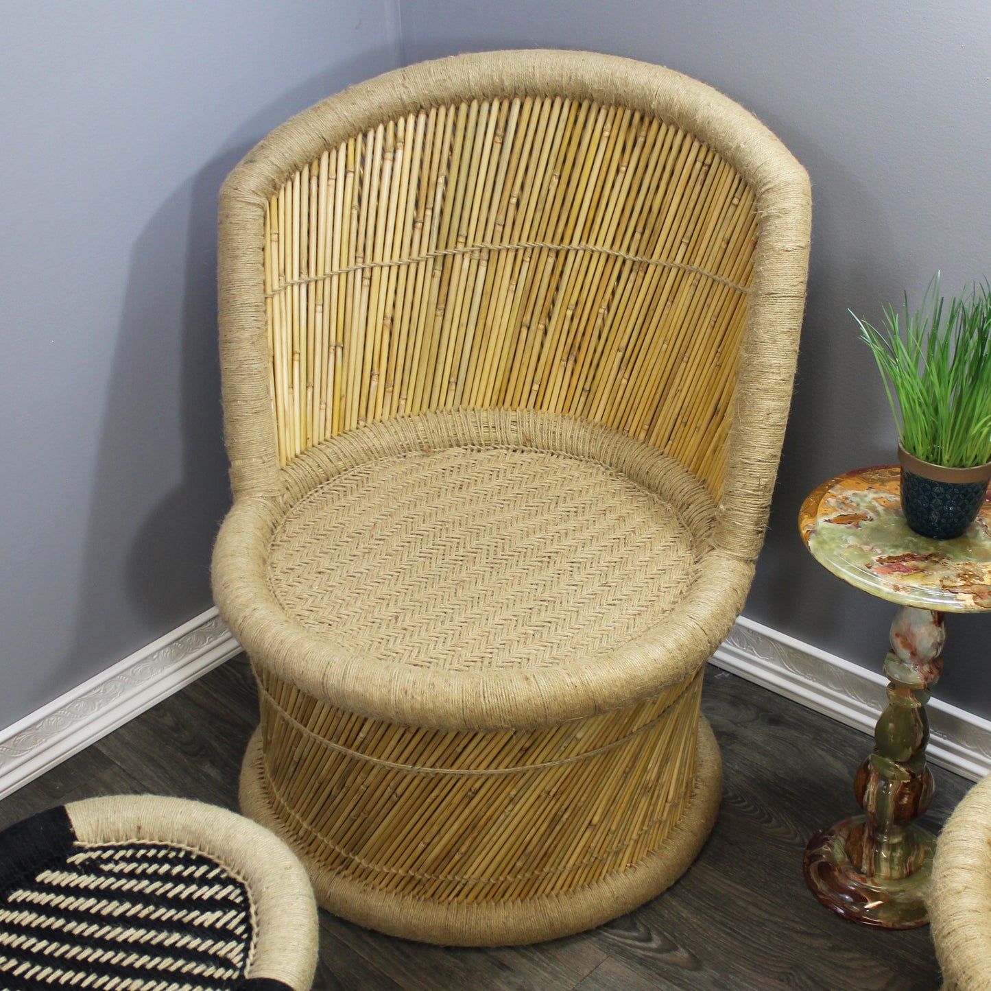 Natural Geo Handwoven Jute Decorative Large Chair - Set of 2