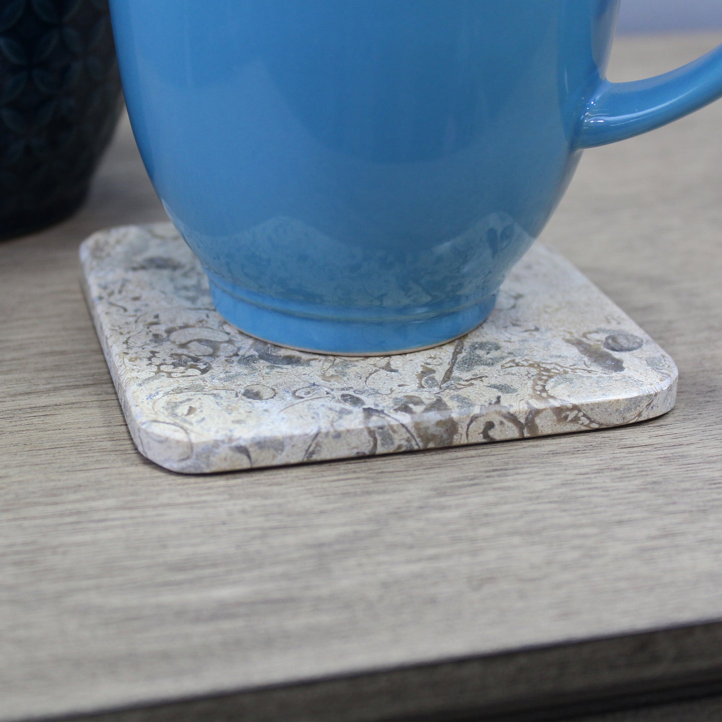 Natural Geo Beige Decorative Square Marble Drink Coaster (Set of 6)