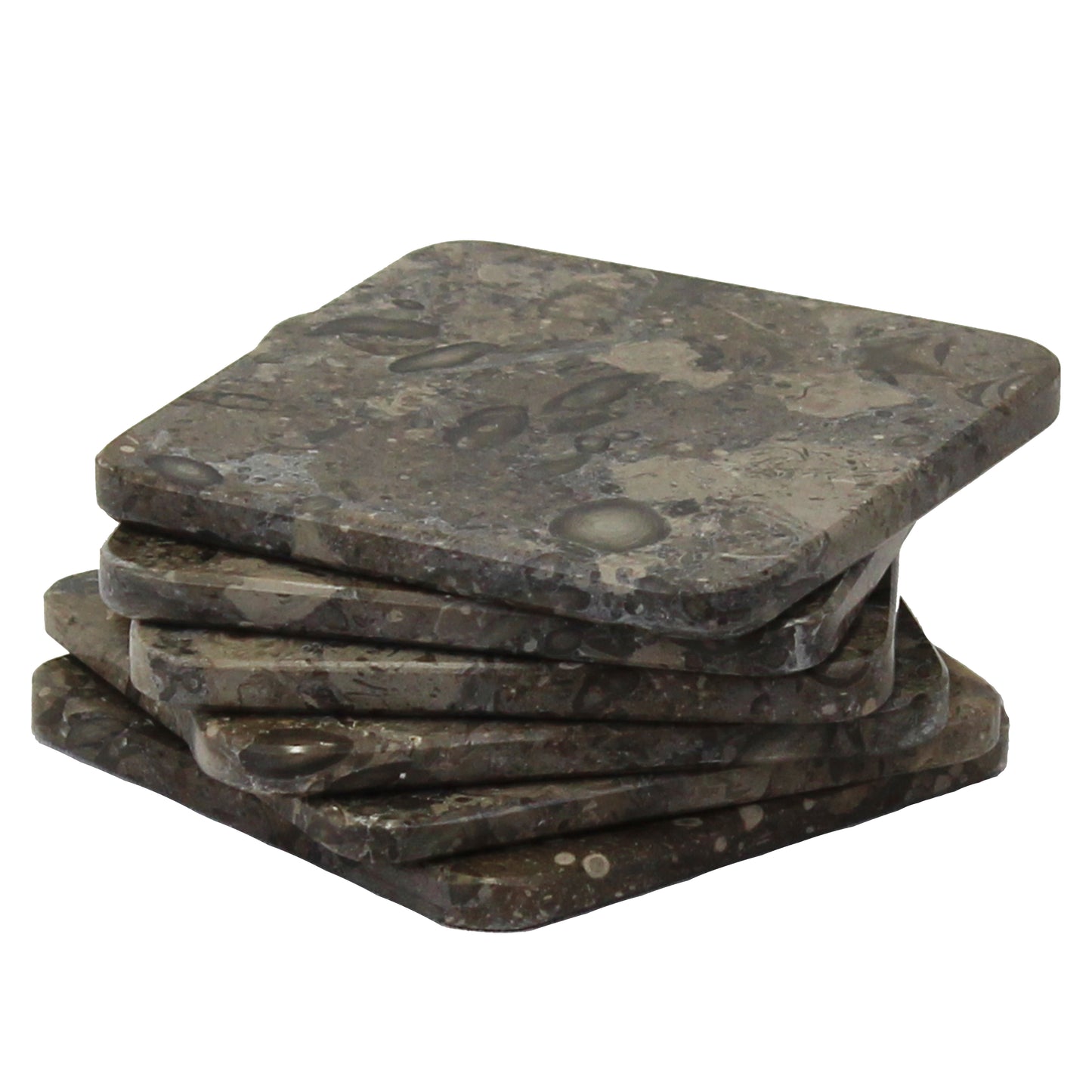 Natural Geo Gray Square Marble Drink Coaster (Set of 6)