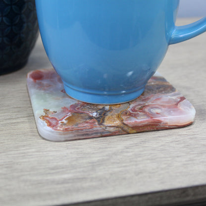 Natural Geo Multicolored Decorative Square Onyx Drink Coaster (Set of 6)