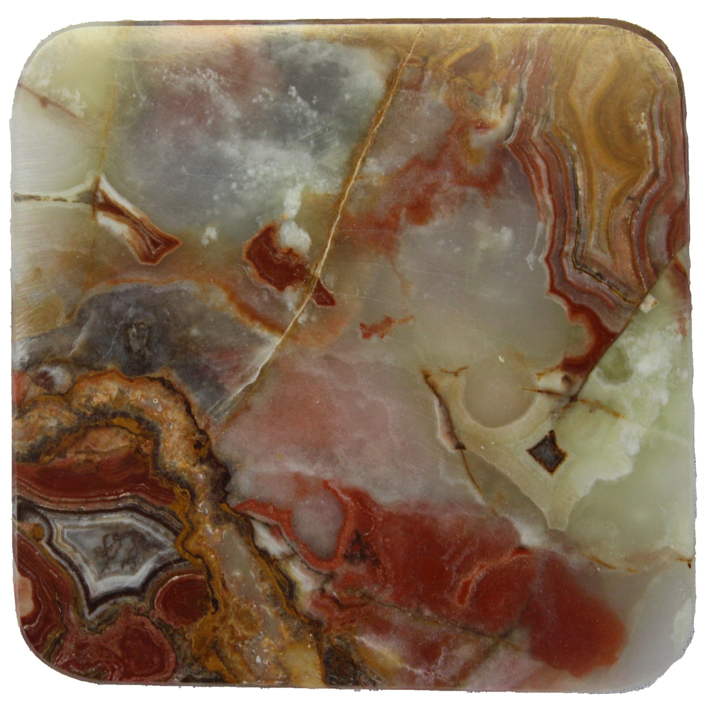 Natural Geo Multicolored Decorative Square Onyx Drink Coaster (Set of 6)