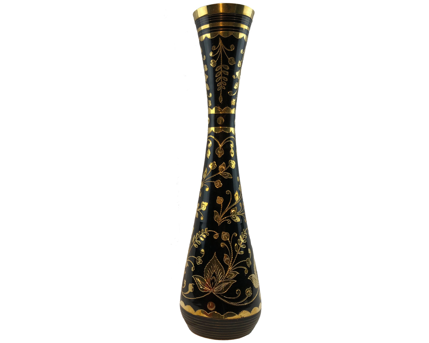 Natural Geo Brass Floral Black/Gold Table Vase