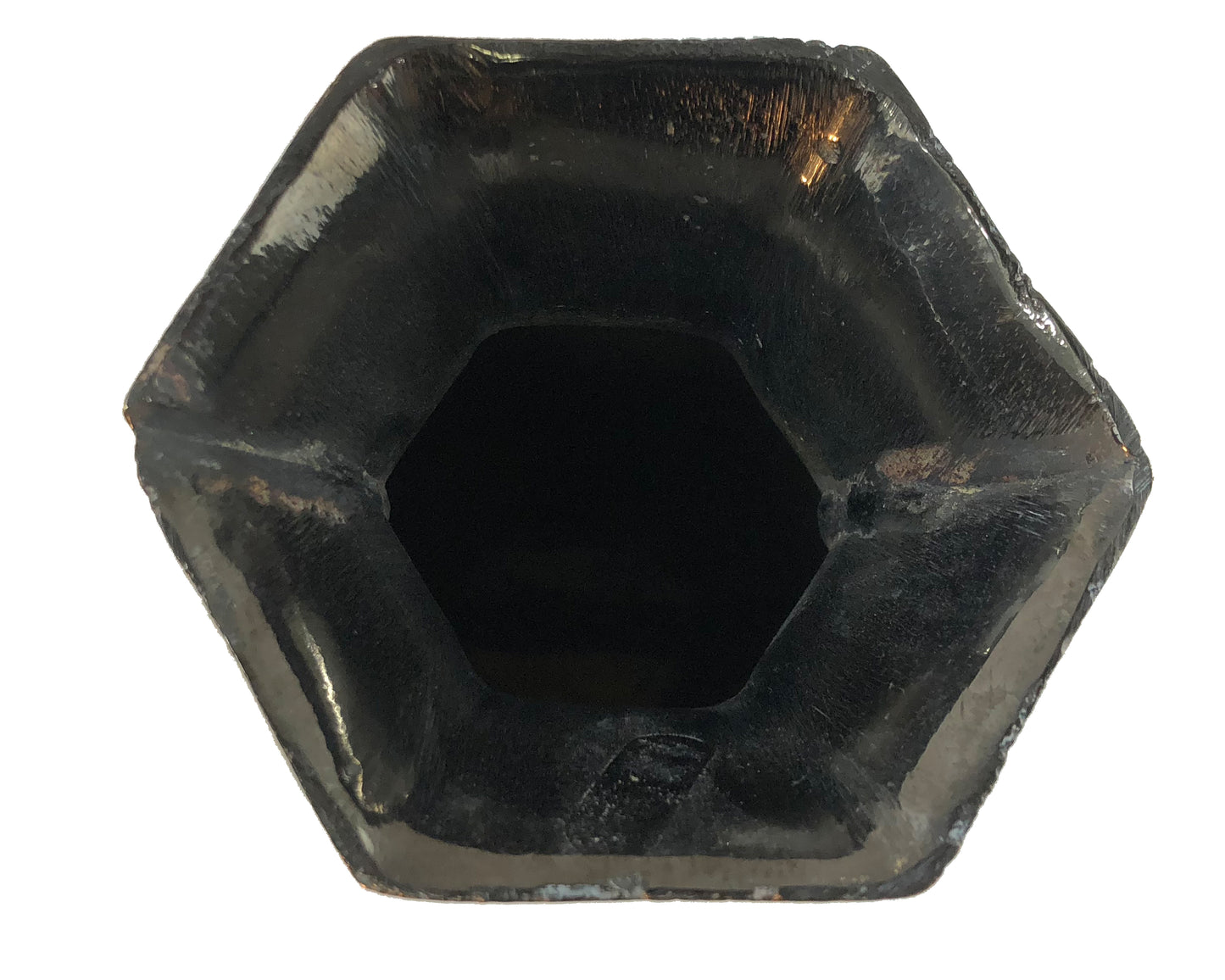 Natural Geo Brass Hexagonal Floral Bottle Decor