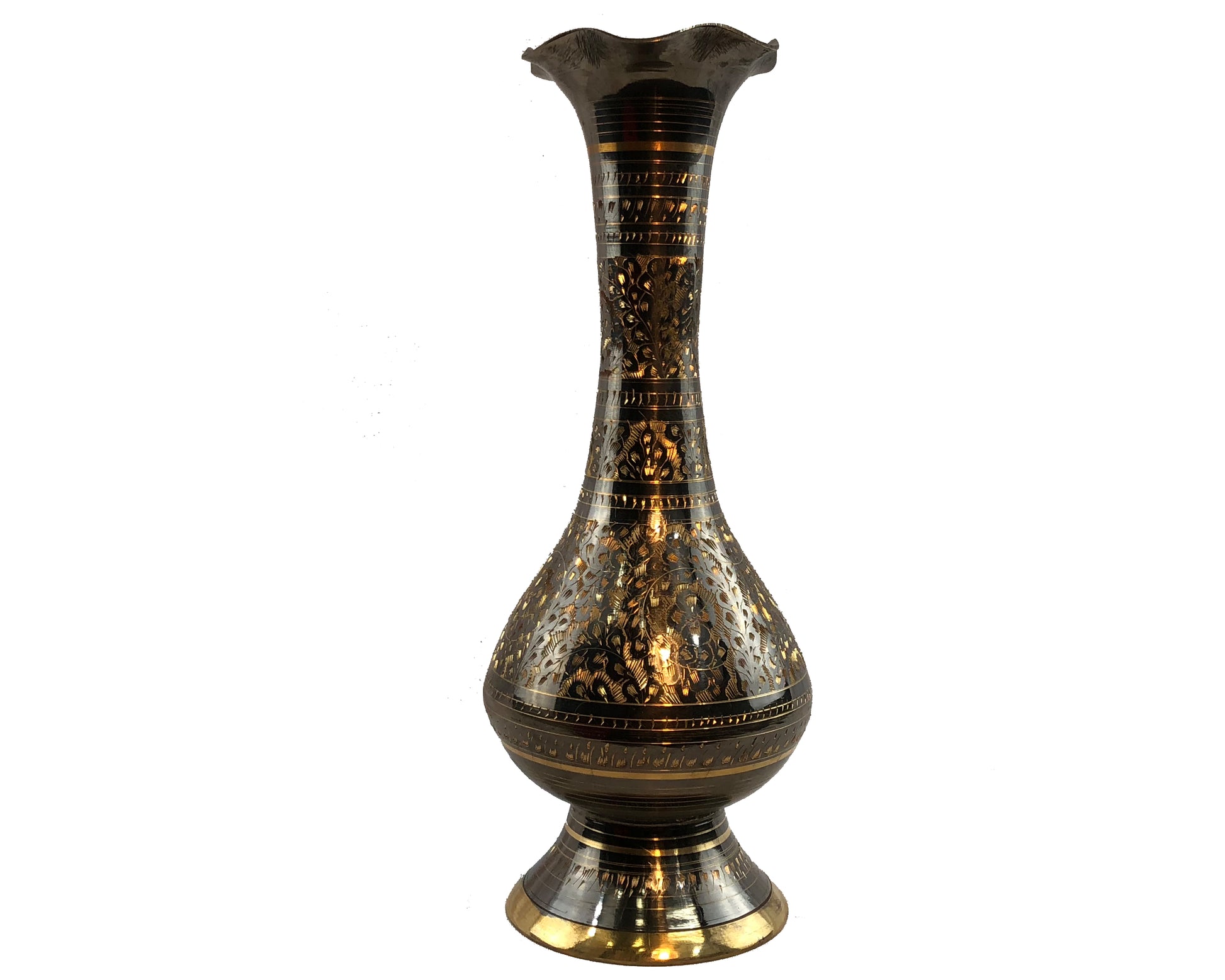 Natural Geo Brass Elegant Black/Gold 11" Table Vase