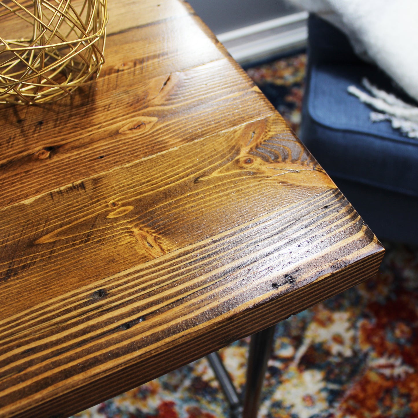 Natural Geo Dublin Rustic Pipe Wooden End Table