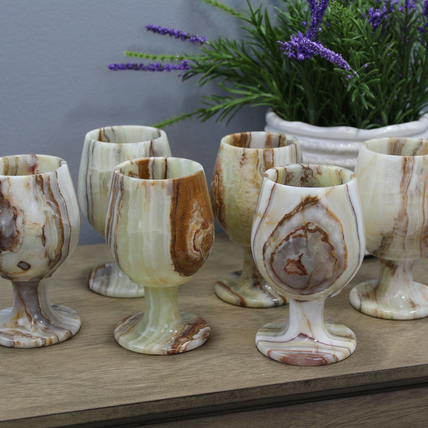 Natural Geo Decorative Handcrafted Onyx Glass (Set of 6)