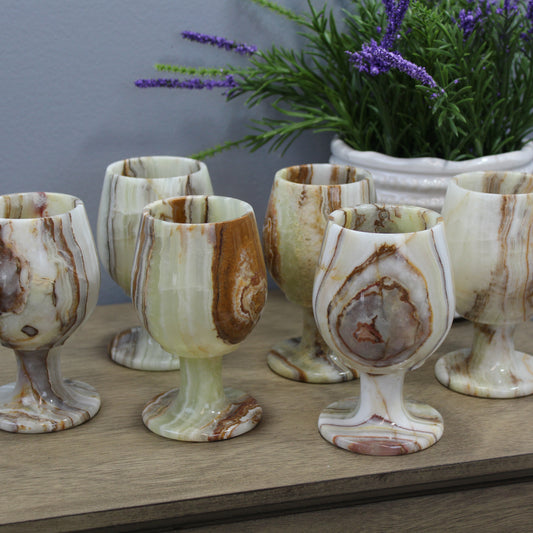 Natural Geo Decorative Handcrafted Onyx Glass (Set of 6)