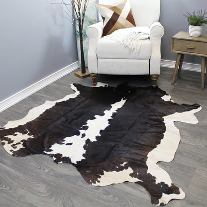 Natural Geo Brown/Black/White Cowhide Area Rug 5' x 5'