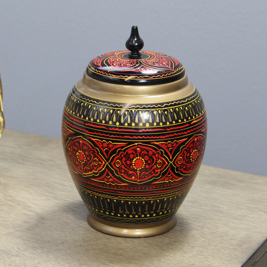 Natural Geo Red/Gold 7" Rosewood Jar