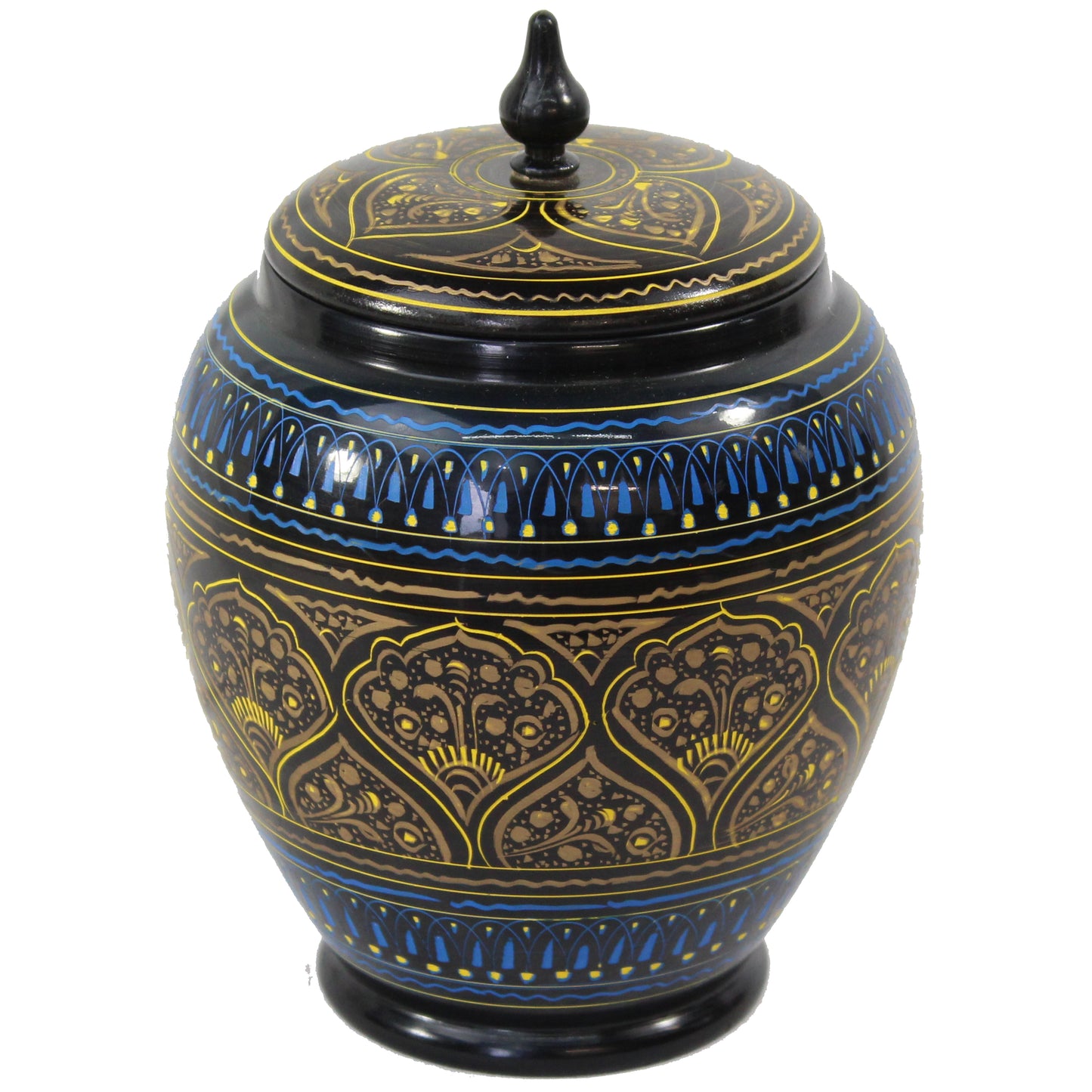 Natural Geo Blue/Gold 7" Rosewood Jar