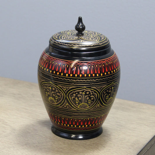 Natural Geo Black/Gold 7" Rosewood Jar