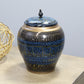 Natural Geo Blue/Gold 8" Rosewood Jar