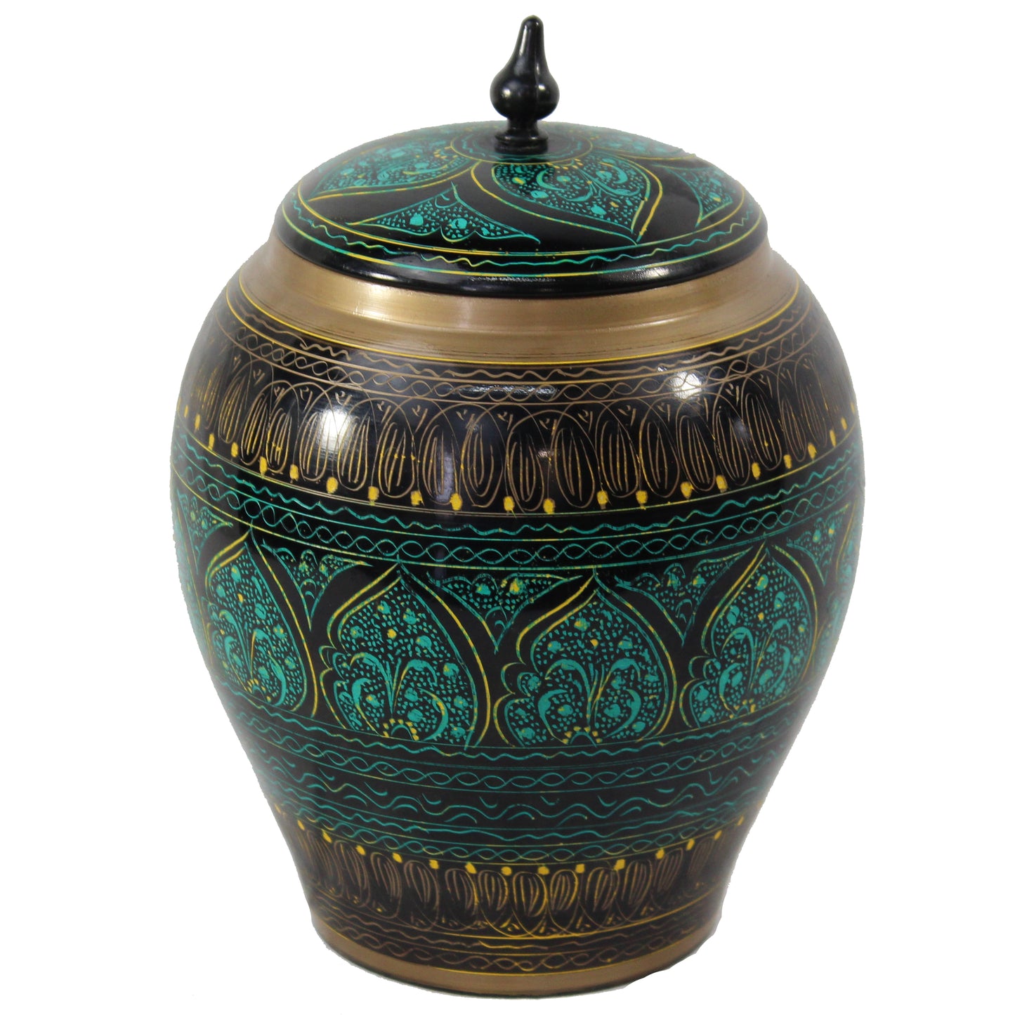 Natural Geo Turquoise/Gold 8" Rosewood Jar