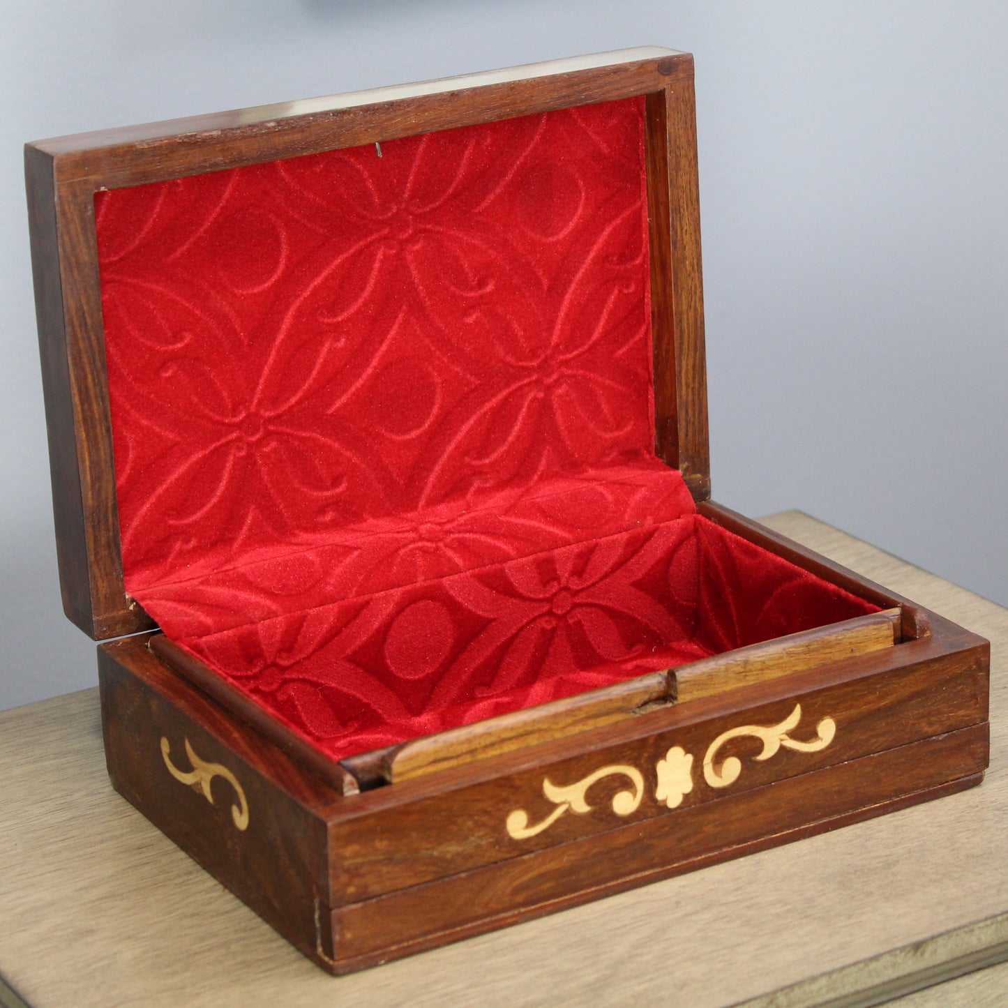 Natural Geo Handmade Rosewood Floral Wooden Decorative Box