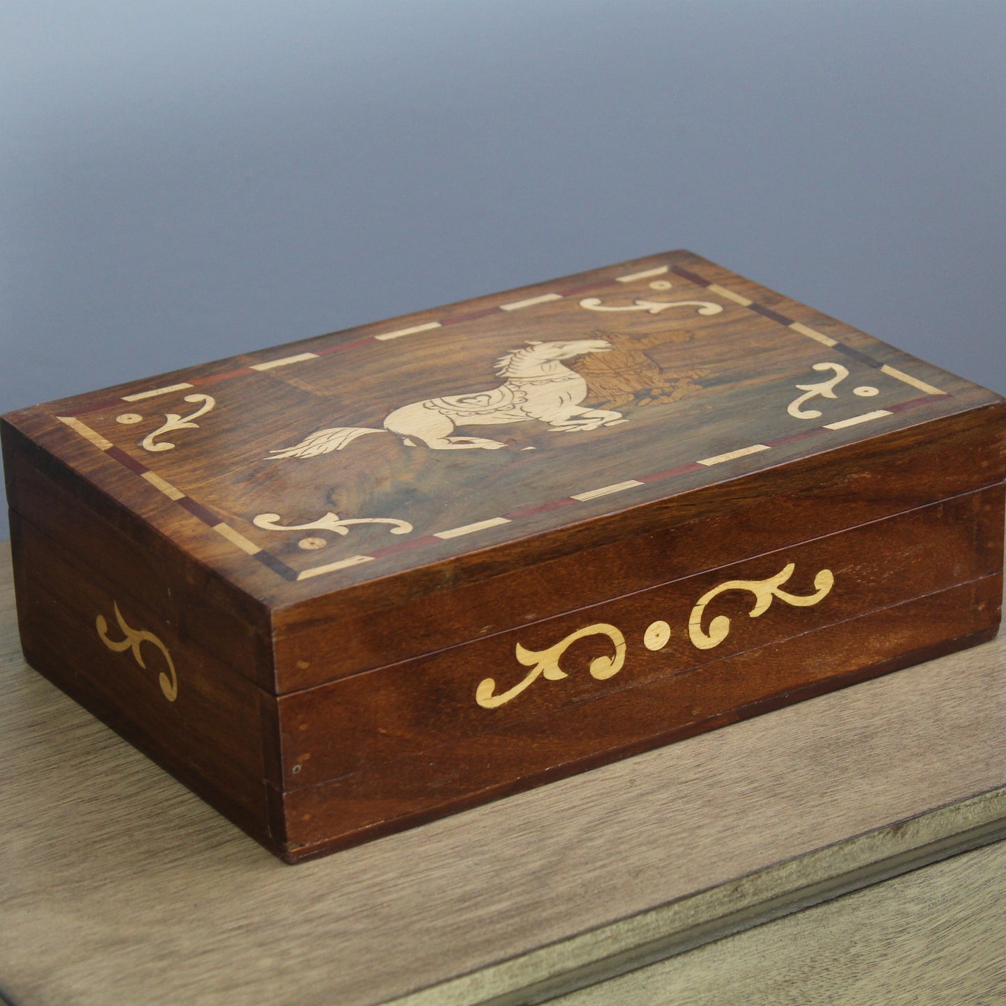 Natural Geo Handmade Rosewood Horse Wooden Jewelry Box