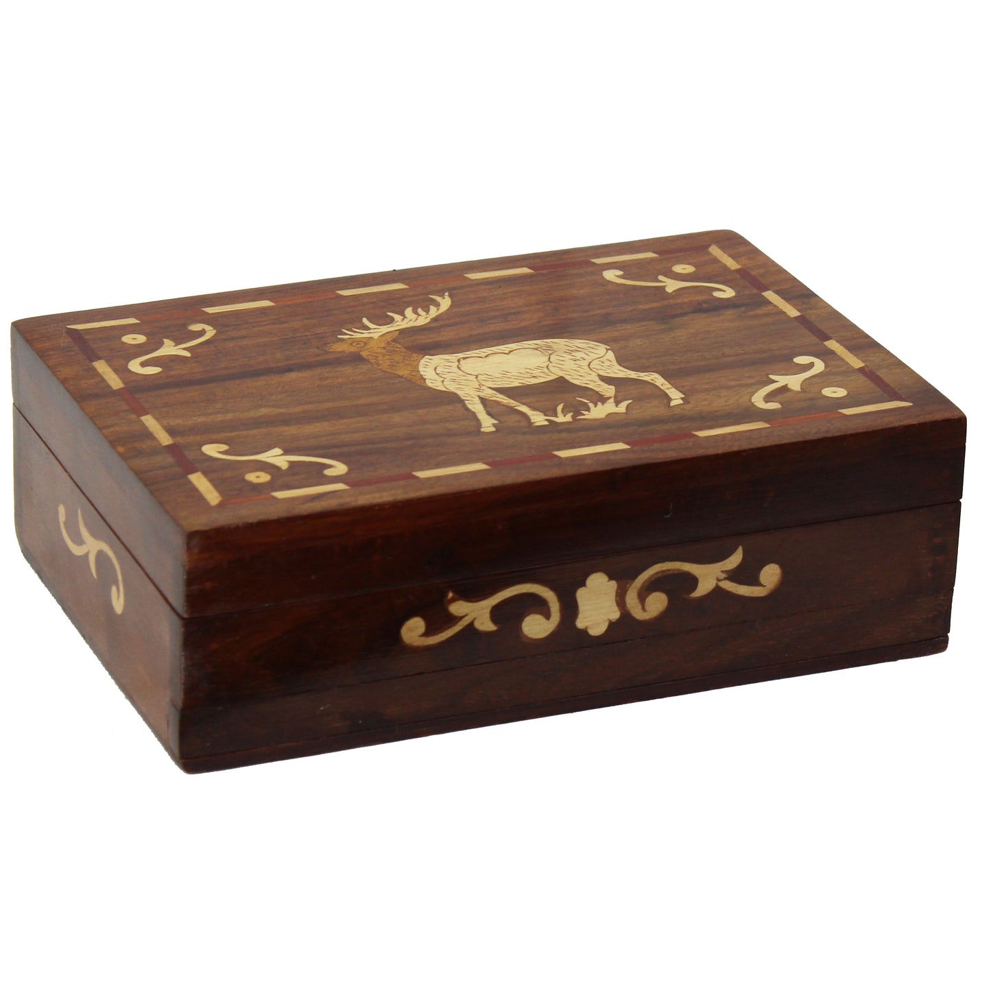 Natural Geo Handmade Rosewood Elk Wooden Decorative Box