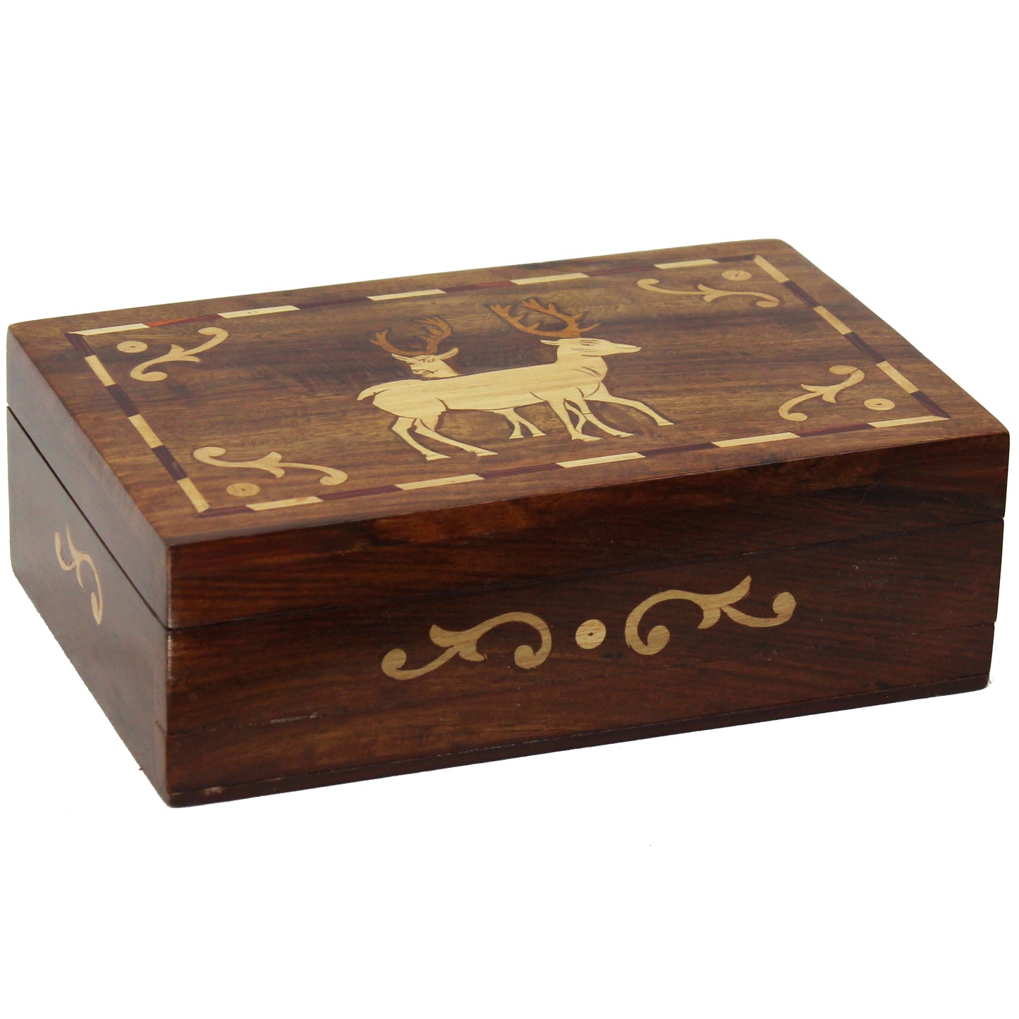 Natural Geo Handmade Rosewood Deer Wooden Decorative Box