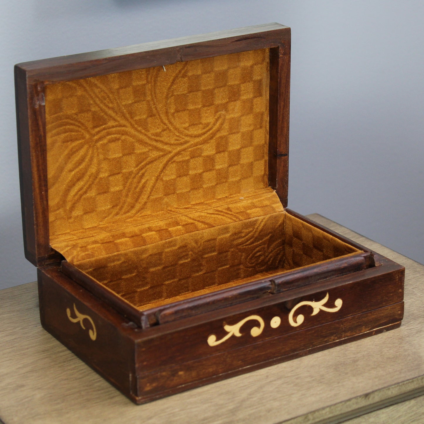 Natural Geo Handmade Rosewood Yellow Elephant Wooden Decorative Box