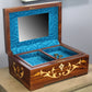 Natural Geo Handmade Rosewood Floral Wooden Decorative Box with Key