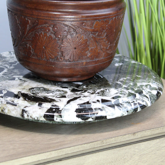 Natural Geo Decorative Black Marble Lazy Susan