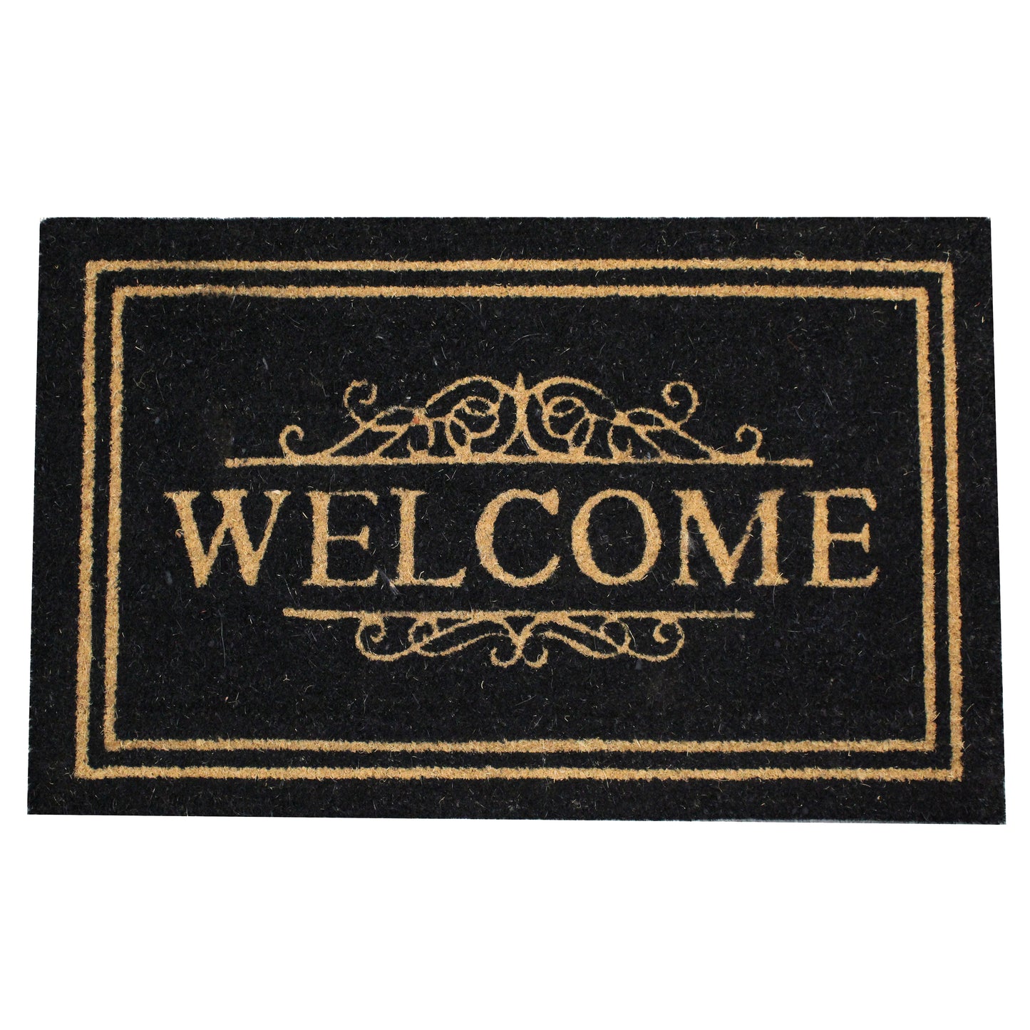 Natural Geo Island Classic Welcome Black/Beige Natural Coir Door Mat 20 x 31"