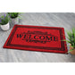 Natural Geo Island Bordered Welcome Red/Black Natural Coir Door Mat 20 x 31"