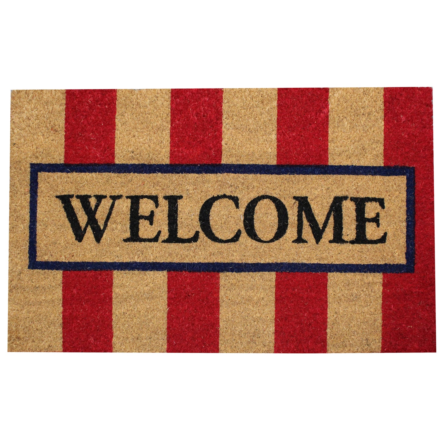 Natural Geo Island Striped Welcome Red/Beige Natural Coir Door Mat 20 x 31"