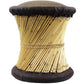Natural Geo Moray Faux Leather/Reed Decorative Cushioned Accent Stool