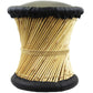 Natural Geo Moray Faux Leather/Reed Decorative Cushioned Accent Stool