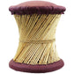 Natural Geo Moray Faux Leather/Reed Decorative Cushioned Accent Stool