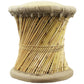 Natural Geo Moray Faux Leather/Reed Decorative Cushioned Accent Stool