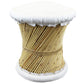 Natural Geo Moray Faux Leather/Reed Decorative Cushioned Accent Stool