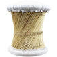 Natural Geo Moray Faux Leather/Reed Decorative Cushioned Accent Stool