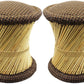Natural Geo Moray Jute/Reed Decorative Cushioned Accent Stool (Set of 2)