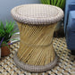 Natural Geo Moray Jute/Reed Decorative Cushioned Accent Stool