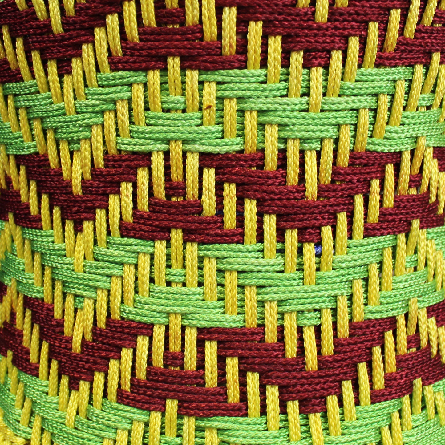 Natural Geo Decorative Handwoven Yellow/Green/Maroon Accent Stool