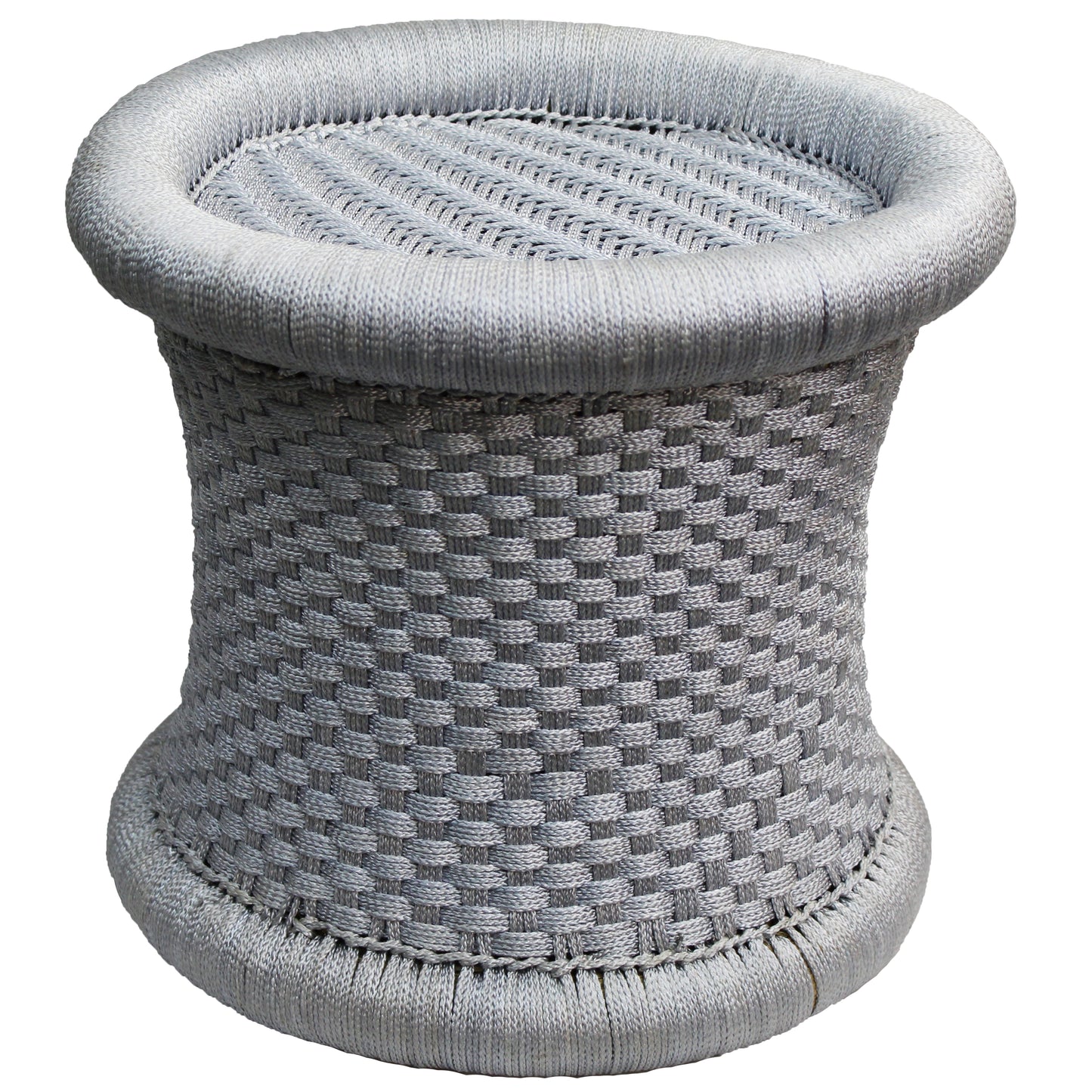 Natural Geo Moray Handwoven Nylon Decorative Accent Stool - Gray