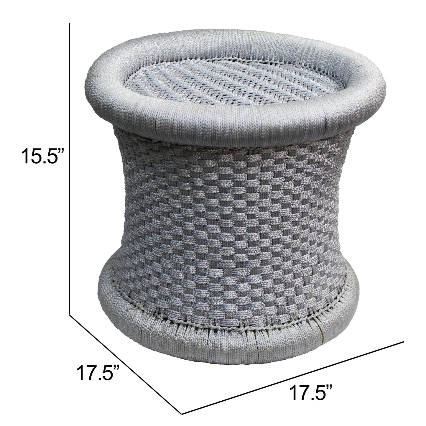 Natural Geo Moray Handwoven Nylon Decorative Accent Stool - Gray