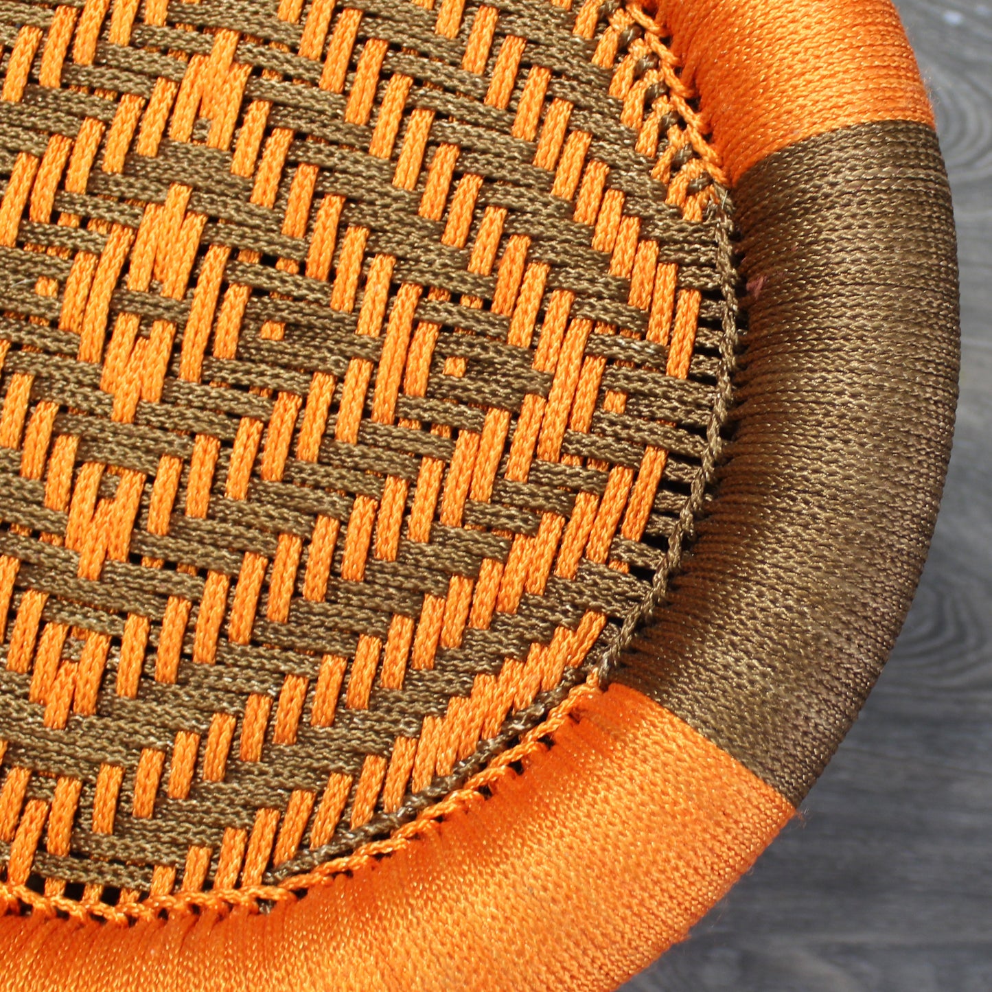 Natural Geo Decorative Handwoven Orange/Brown Accent Stool