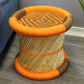 Natural Geo Decorative Handwoven Orange/Brown Accent Stool