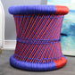 Natural Geo Handwoven Red/Blue Moray Accent Stool