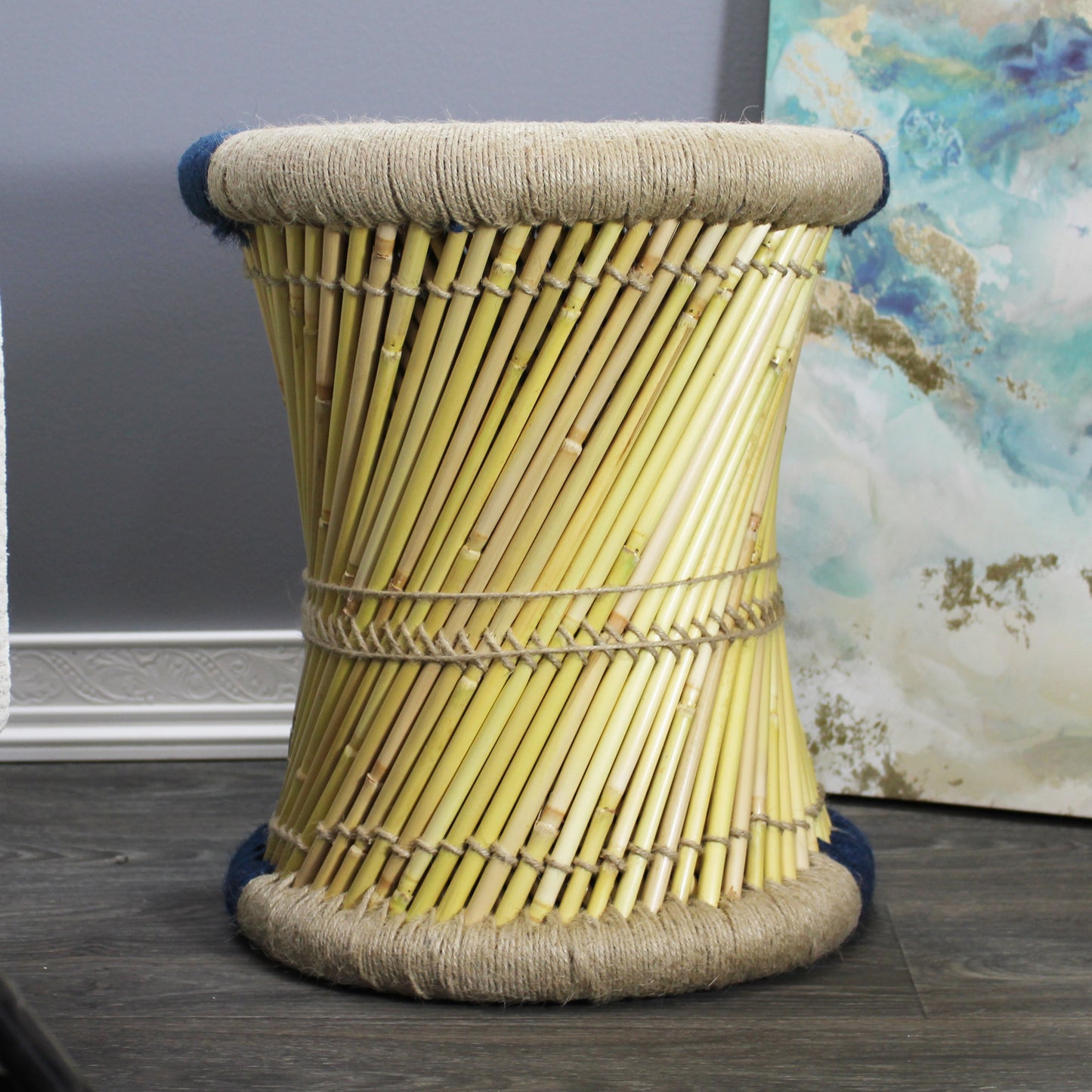 Natural Geo Moray Decorative Handwoven Jute Accent Stool (Set of 2)