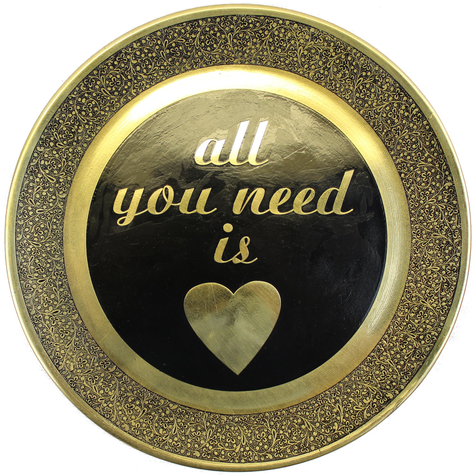 Natural Geo All You Need is Love Decorative Wall Hanging Brass Accent Plate