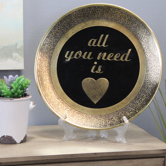 Natural Geo All You Need is Love Decorative Wall Hanging Brass Accent Plate