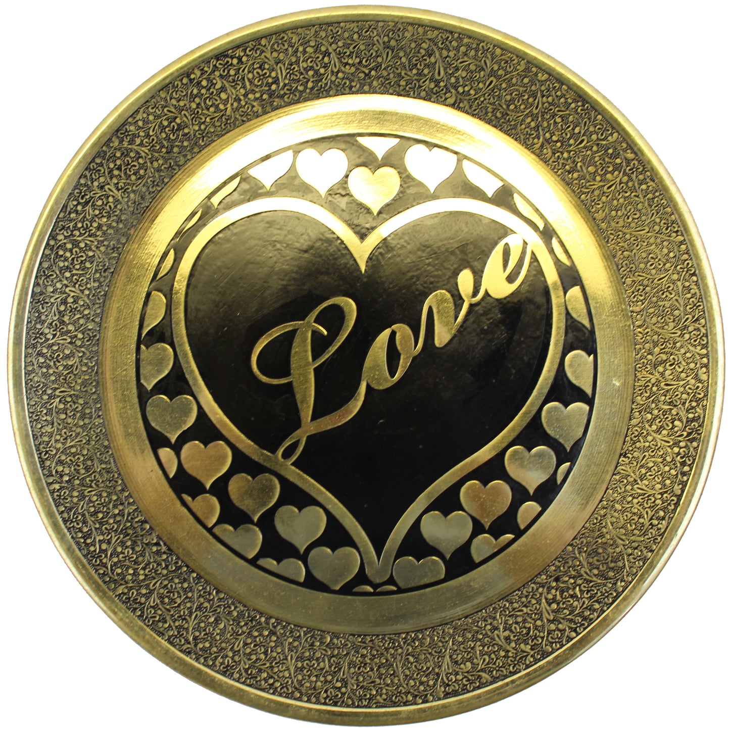 Natural Geo Loving Heart Decorative Wall Hanging Brass Accent Plate