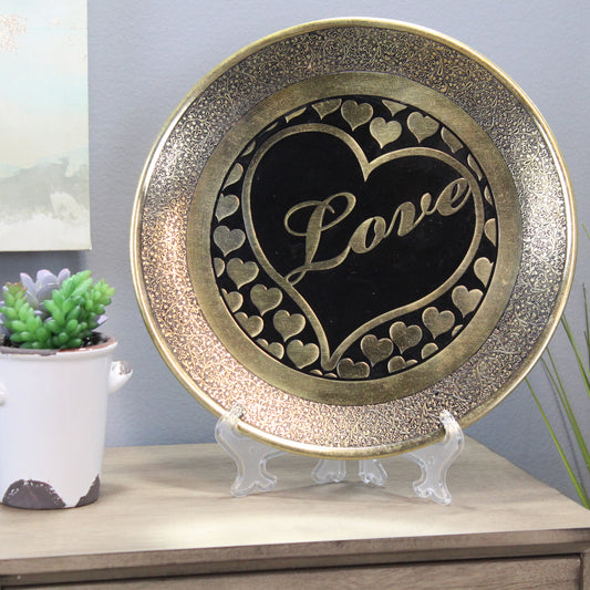 Natural Geo Loving Heart Decorative Wall Hanging Brass Accent Plate