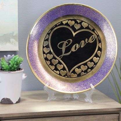 Natural Geo Loving Heart Decorative Wall Hanging Brass Accent Plate